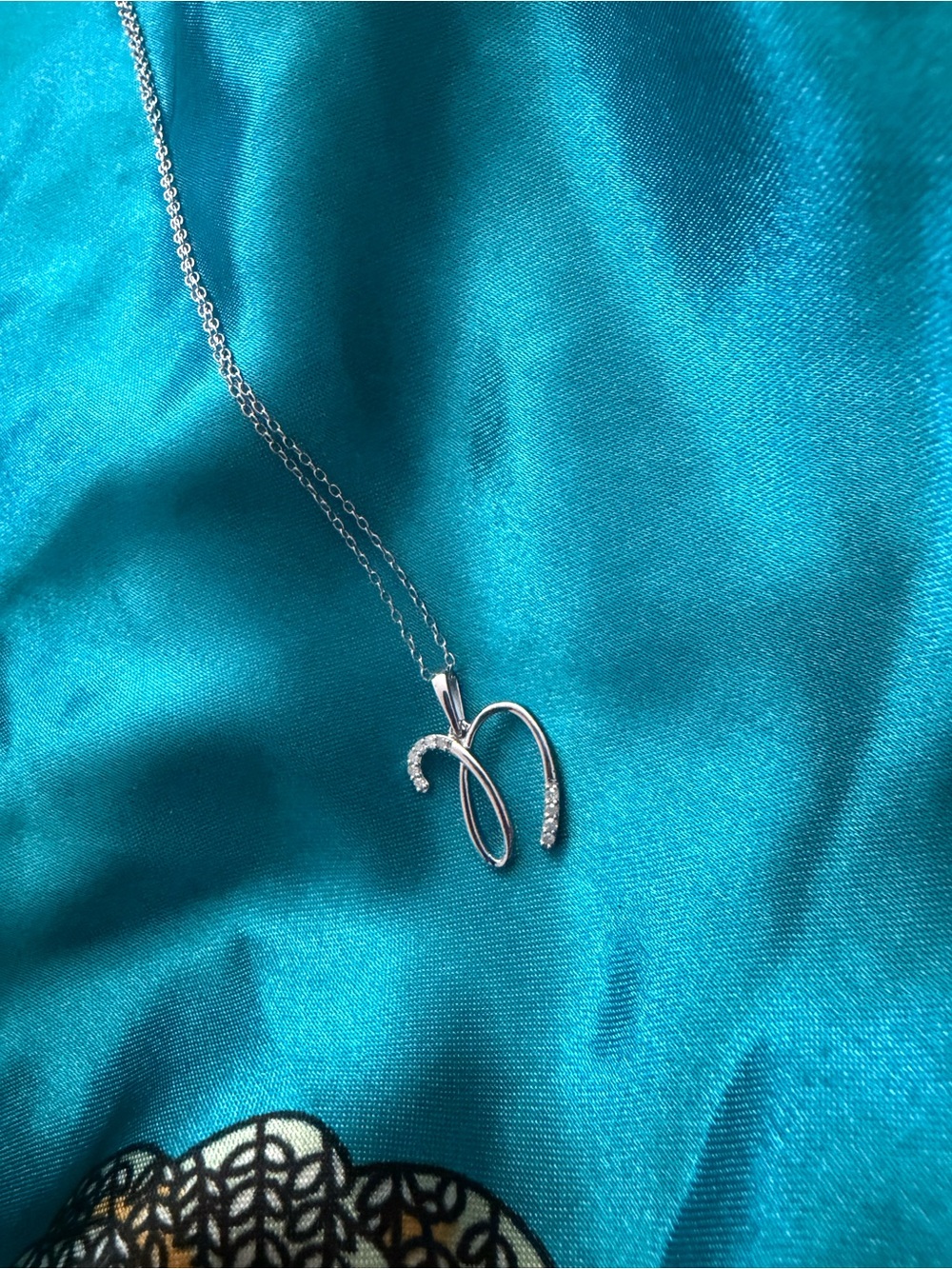 Macy's Silver “N”Initial Necklace with Diamond Accents